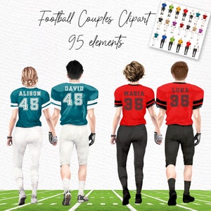 Imágenes prediseñadas de camisetas de fútbol: "PAREJAS EN JERSEY" Imágenes prediseñadas de parejas Jersey Girls Camiseta a juego Diseño de fútbol Mejores amigos Parejas deportivas