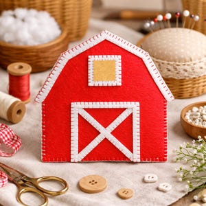 Felt Barn Sewing Pattern PDF, Farm Barn Plush Tutorial, DIY Felt Farm House, Kids Farm Toy Pattern, Nursery Farm Decor