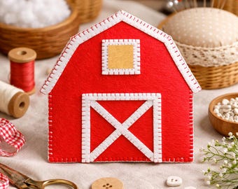 Filz Scheune Nähen Muster PDF, Bauernhof Scheune Plüsch-Anleitung, DIY Filz Bauernhof Haus, Kinder Bauernhof Spielzeug Muster, Kindergarten Dekor