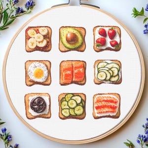 Toast kruissteekpatroon pdf: &quot;FOOD CROSS STITCH&quot; ontbijt kruissteek keuken borduurwerk punto de cruz moderne kruissteek pdf