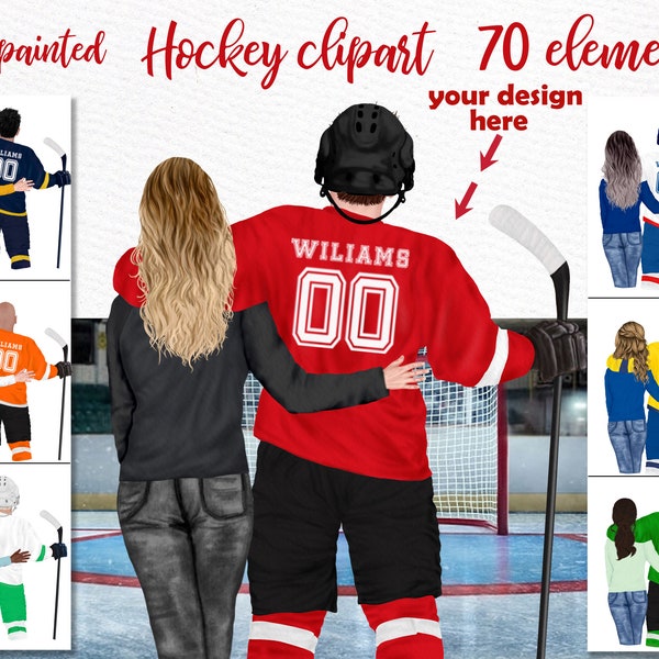 Hockey player clipart: "HOCKEY CLIPART" Hockey graphics Hockey jerseys Sports Clipart Sports Team Clipart Sublimation Design PNG Mug