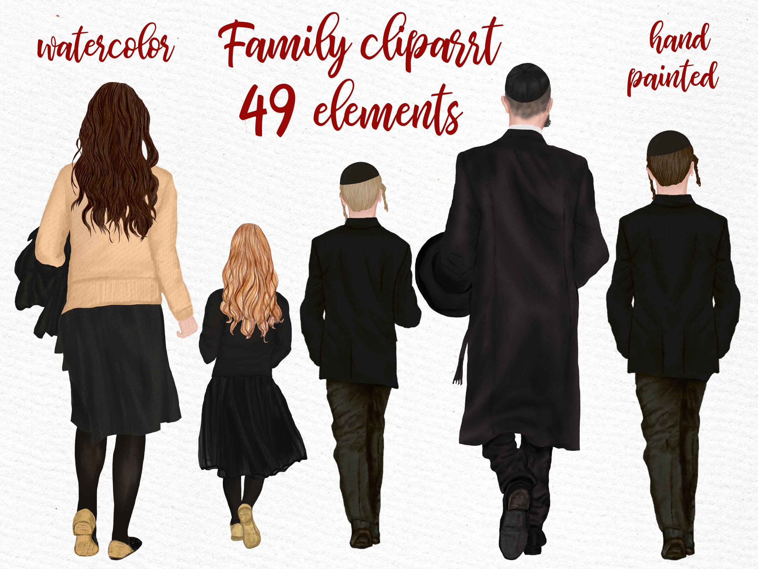 Family Clipart: jewish FAMILY Clipart Dad Mom - Etsy