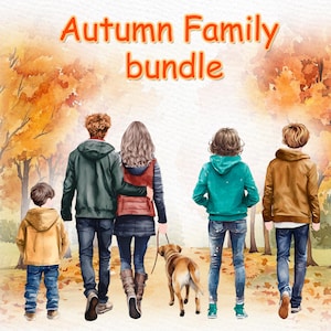 Familie Clipart Bundle: "FALL FAMILIE CLIPART" Herbst Clipart Hallo Herbst Design Papa Mama Kinder Herbst Landschaft Png anpassbares Familien Porträt