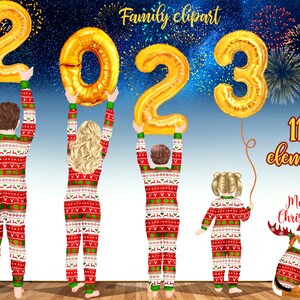 Weihnachten Familie Clipart: "FAMILIE CLIPART" Passende Pyjamas Happy New Year Familie Weihnachten Eltern und Kinder Weihnachtskarten Sublimation Png
