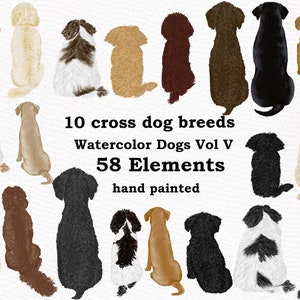 Hond Clipart: "AQUAREL HONDEN" Cross Dog rassen Pet clipart Puppies clipart Hond voor mok Hond graphics Hond Bundel Hond terug te bekijken Hond minnaar cadeau