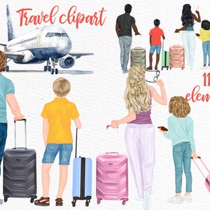 Travel clipart: "FAMILY VACATION CLIPART" Travel Family clipart Customizable clipart Suitcase clipart Luggage clipart Holiday clipart Mug