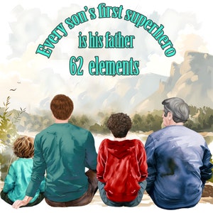 Clipart del Día del Padre: "PADRE E HIJOS" Abuelo Clipart Padre hijo Png Abuelo Png Familia Clipart generaciones conjunto Clipart masculino Mejor papá