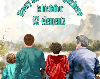 Father's Day Clipart: "Father and Kids" Watercolor PNG (62 Files)