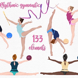 Gymnastics clipart: "BEST FRIENDS CLIPART" Rhythmic Gymnastics clipart Sports Team Clipart School Team Clipart Gymnastic Girls Clipart Dance