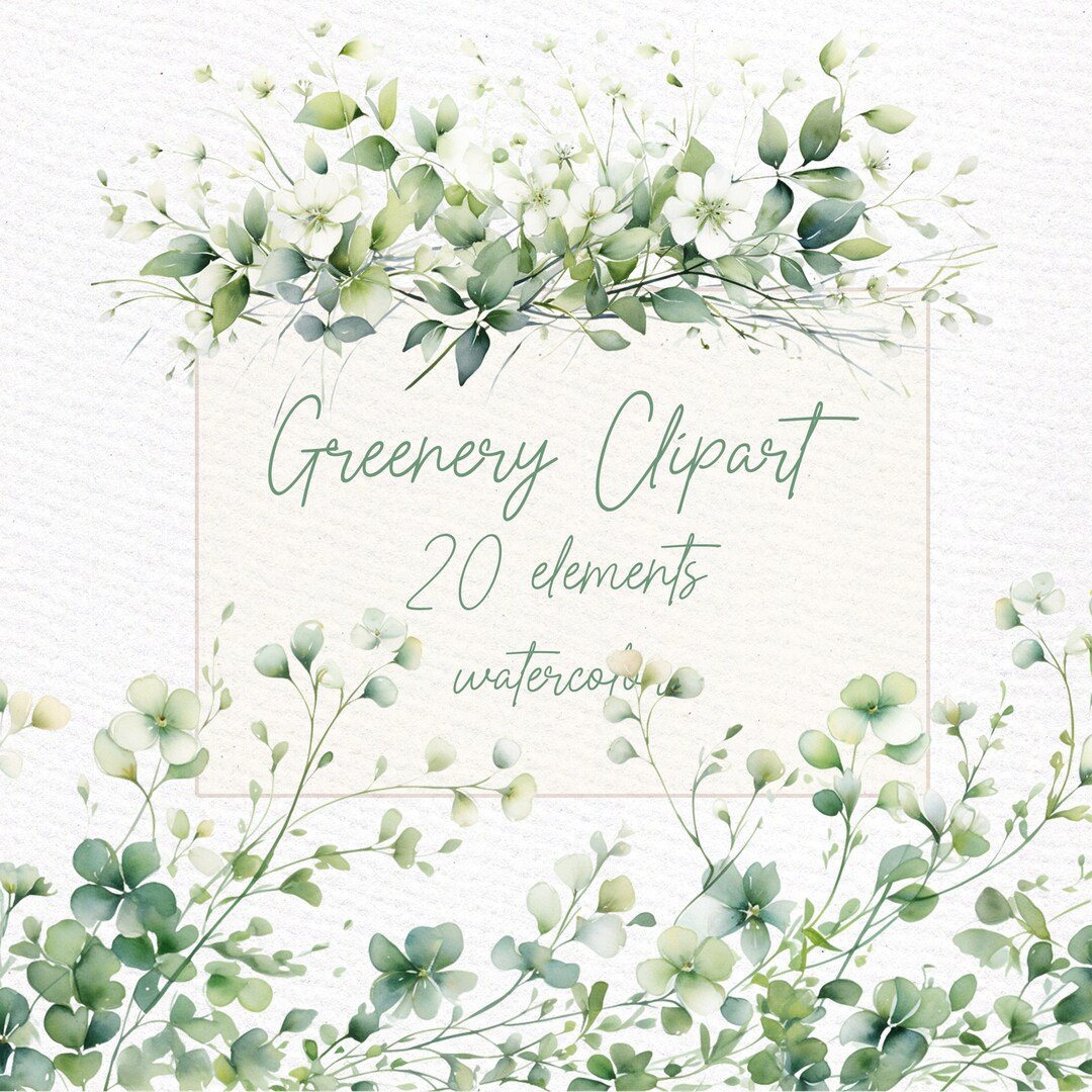 Watercolor Greenery Clipart: Eucalyptus Frames & Wreaths (PNG) - Etsy