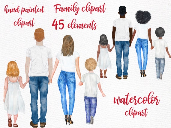 FAMILY FIGURES CLIPART Male clipart Dad Mom Children Watercolor people Girls clipart Mothers day Family People Kids Art Family clipart