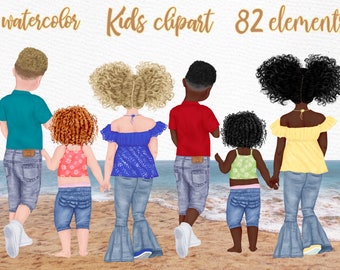 Kids clipart: "CUSTOM KIDS CLIPART" Children clipart Siblings clipart Girl clipart Boy clipart Child clipart Family clipart Portrait creator