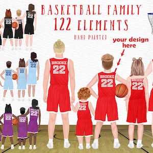 Basketball Family clipart: « BASKETBALL CLIPART » Basket-ball graphiques Maillots de basket-ball Sports Clipart Sports Team Clipart Sublimation Png