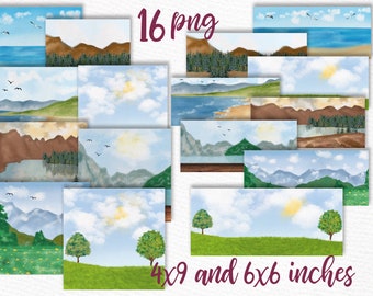 Landscapes clipart: "HOLIDAY BACKDROPS" Custom Landscapes Mug Design Diy Greeting card Summer Background Mug templates sublimation png