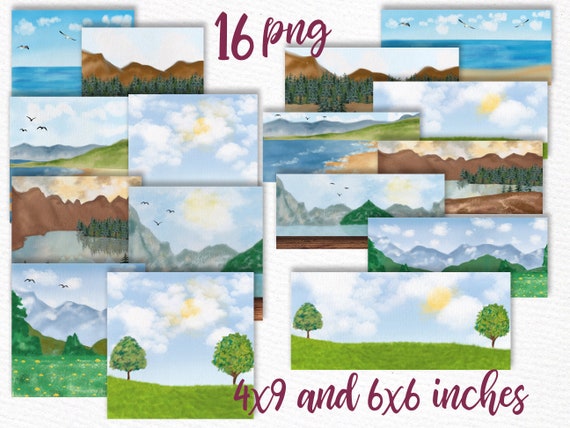 Landscapes clipart: "HOLIDAY BACKDROPS" Custom Landscapes Mug Design Diy Greeting card Summer Background Mug templates sublimation png