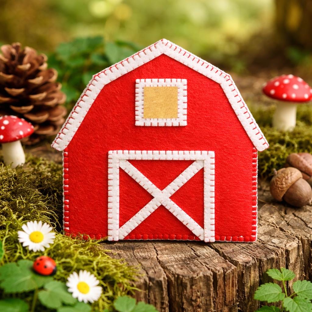 Felt Barn Sewing Pattern PDF, Farm Barn Plush Tutorial, DIY Felt Farm ...