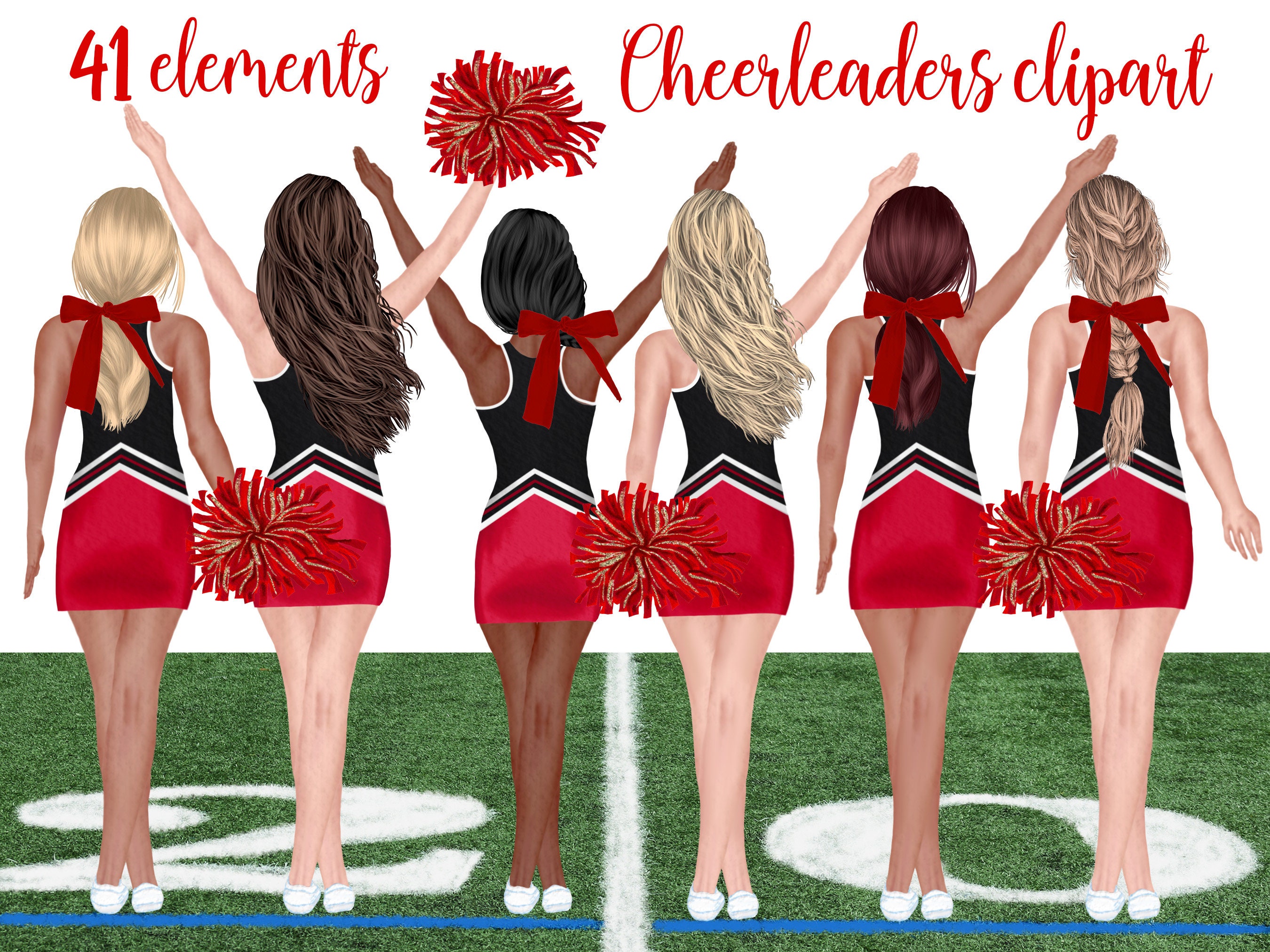 Cheerleaders Clipart: GIRLS CLIPART Acuarela - Etsy México Cheerleaders Clipart: GIRLS CLIPART Acuarela - Etsy México