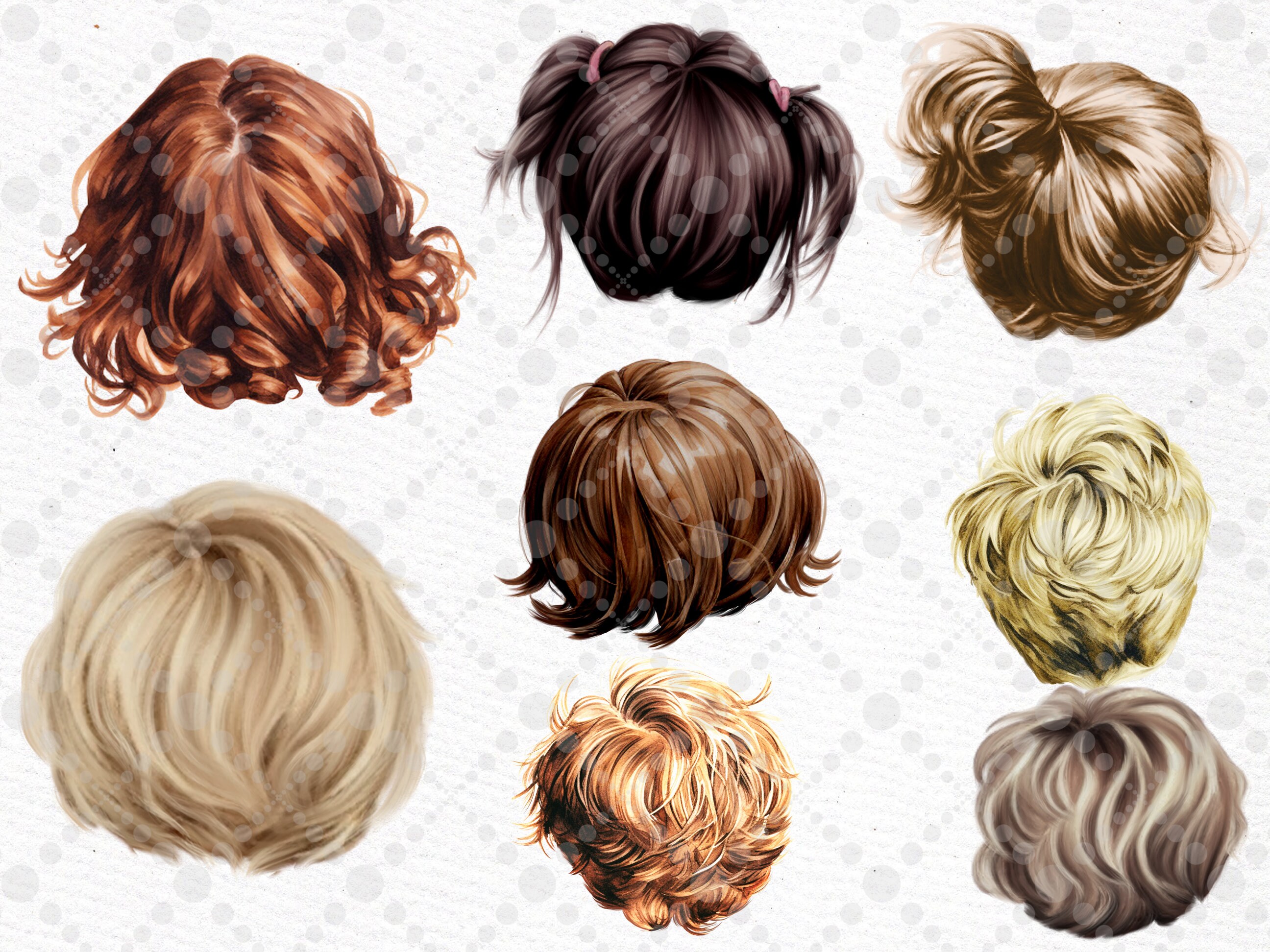 Kids Hairstyles Clipart: Custom Girls & Boys Hair (63 PNG) - Etsy