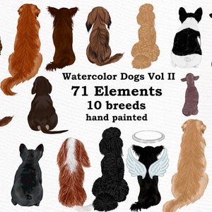 Dog Clipart: "WATERCOLOR DOGS" Razas de perro Pet clipart Puppies clipart Perro para mug Dog gráficos Perro Bundle Dog Illustrations Dog lovers gift