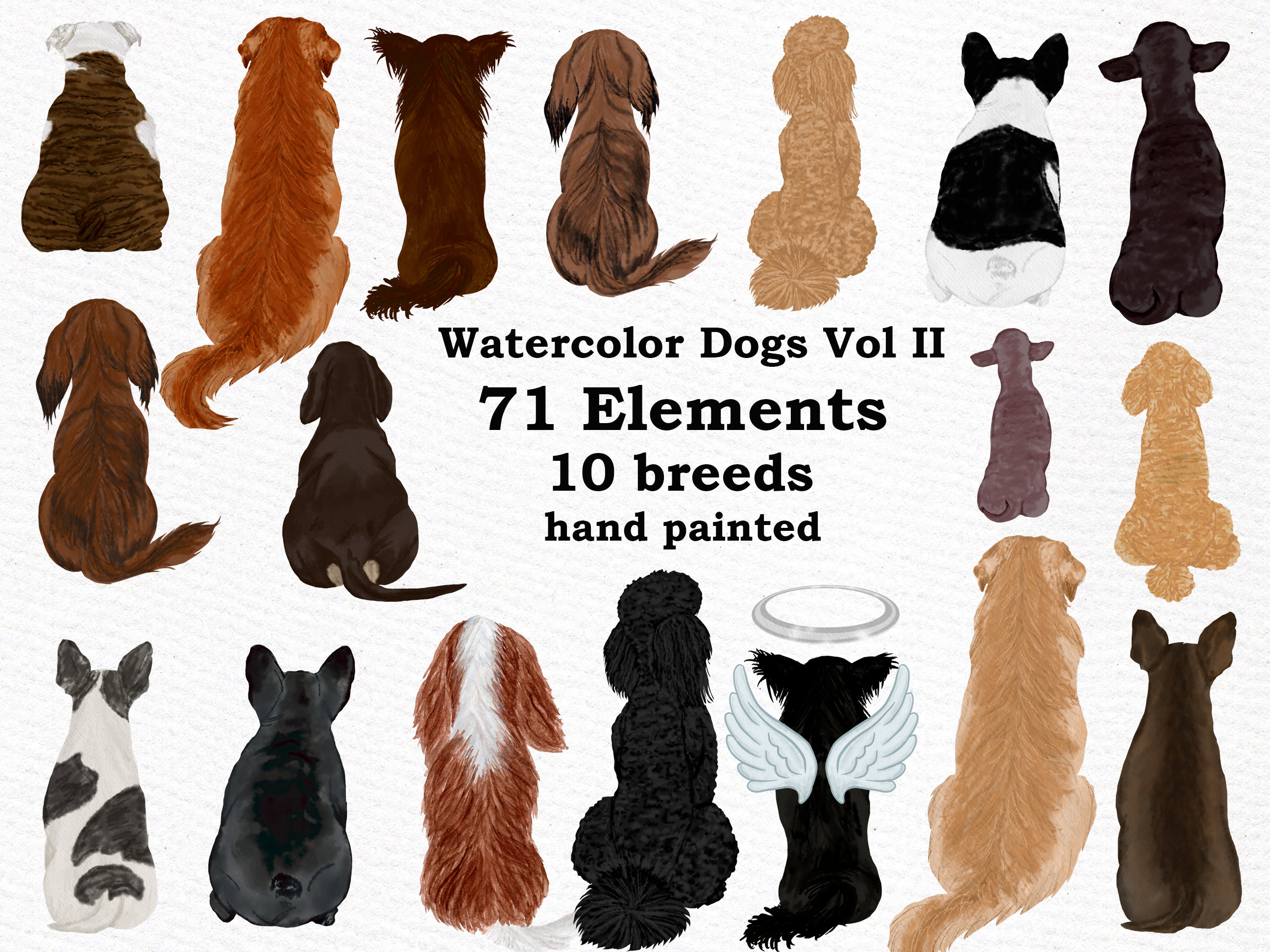 Dog Clipart: "WATERCOLOR DOGS" Dog breeds Pet clipart Puppi…