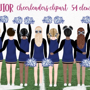 Junior Cheerleaders Clipart: "JUNIOR SCHOOL TEAM" Sports Team Clip Art School girls clipart Cheerleaders uniforms Customizable clipart