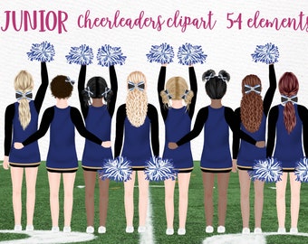 Junior Cheerleaders Clipart: "JUNIOR SCHOOL TEAM" Sports Team Clip Art School girls clipart Cheerleaders uniforms Customizable clipart