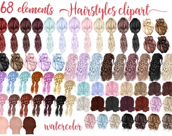 Girls Hairstyles Clipart: Long Hair, Planner Graphics (Digital Download)