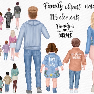Familie Clipart: "ELTERN UND KINDER" Papa Mama Kinder Familie Menschen Geschwister Clipart Aquarell Menschen Familie Tasse Designs Sublimation Designs