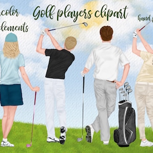 Clipart golf: « GOLFERS CLIPART » Joueurs de golf Clipart Golf Bag Clipart Sport Clipart Sport Couples People clipart Portrait créateur Mug design