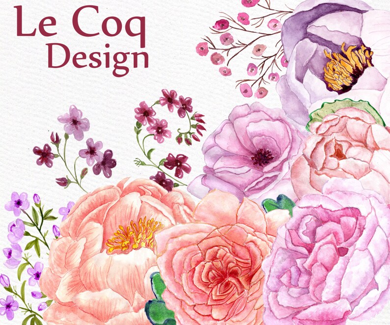 WEDDING CLIPART floral clipart DIY clipart wedding invitations separate flowers handpainted flowers Watercolor peonies flowers clipart