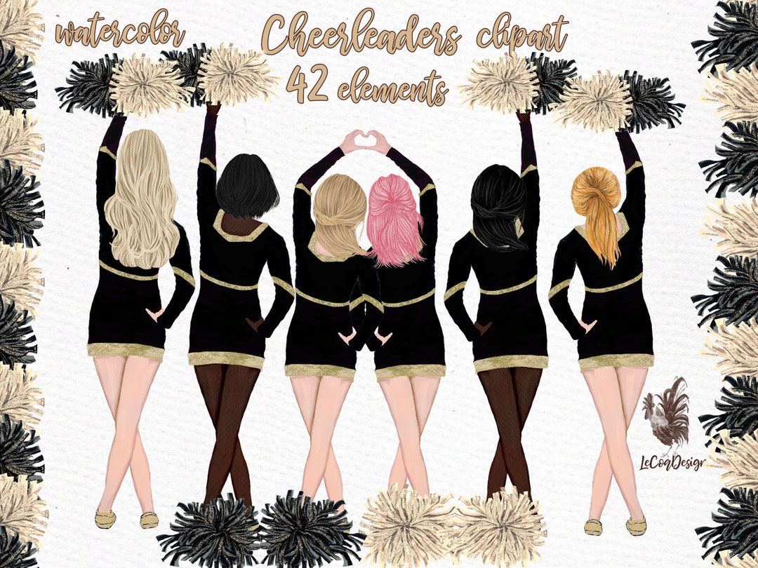 Cheerleaders Clipart girls Clipart Watercolor photo