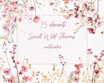 Watercolor Flowers Clipart: Blush Pink Floral Wreaths (PNG)