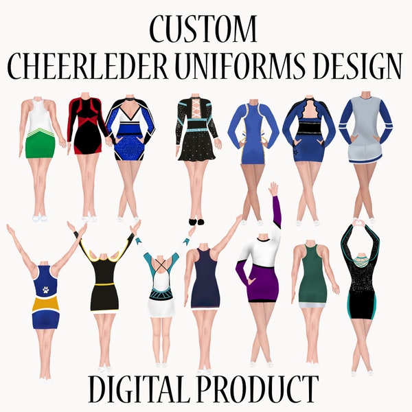Personalized Cheerleaders uniforms clipart: "CUSTOM CHEERLEADERS PNG" Sports Uniforms Png Cheer Team Gift Custom Picture Cheerleaders Gift