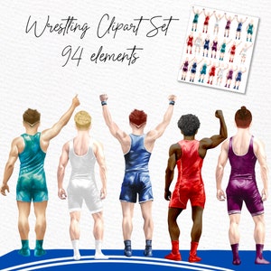 Imágenes prediseñadas de luchador: "WRESTING CLIPART" Sports Clipart High School Wrestling Custom Portrait Sublimation Wrestling Png Acuarela Wrestling