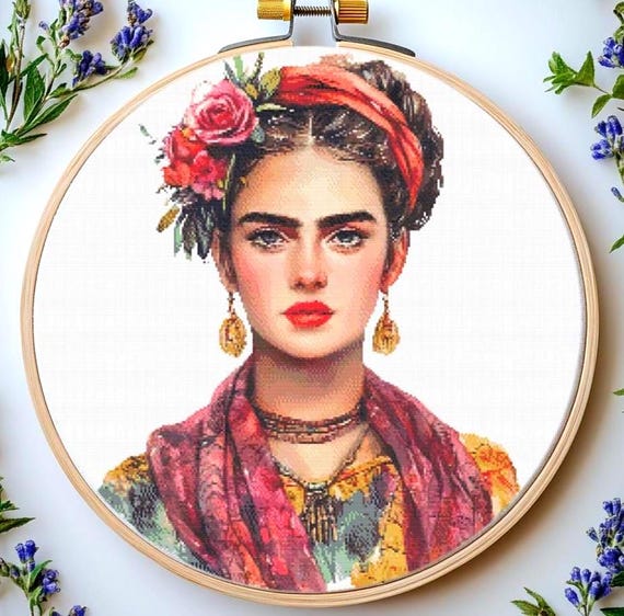 Frida Khalo cross stitch pattern Pdf: 