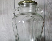 sale Clear Glass Jar, Unique Ornate Double Handles, Vertical Embossed Panels, Glass Tapered Shape, Farmhouse Jug,Unique Bottle Vase Tassos