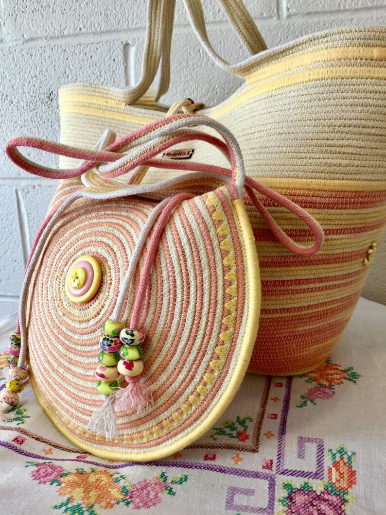 Beautiful Round Rope Handbag Bag Purse Pocketbook Etsy