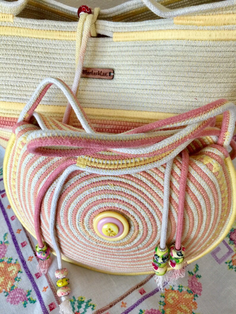 Beautiful Round Rope Handbag Bag Purse Pocketbook Etsy