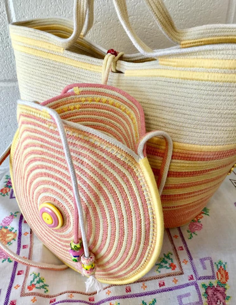 Beautiful Round Rope Handbag, Bag, Purse, Pocketbook Etsy