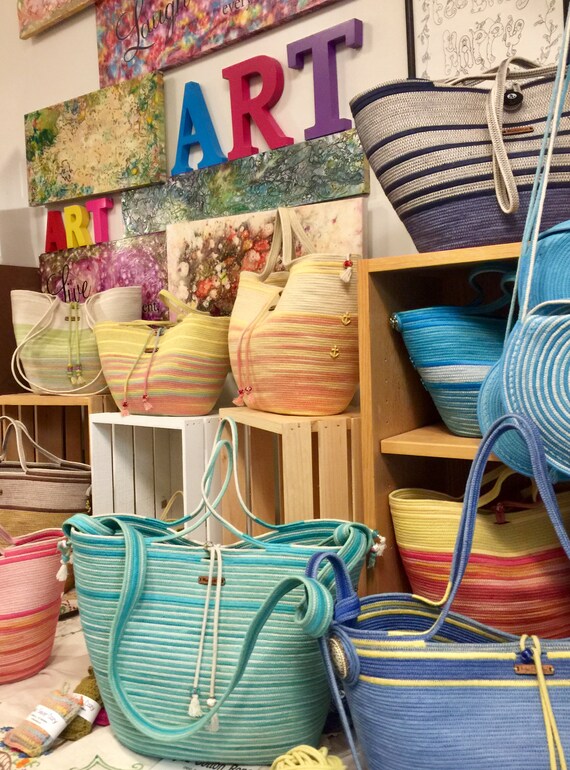Crochet Bag, Raffia Rope Bag, Straw Bag, Summer Shoulder Purse, Beach Bag