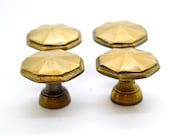 Brass drawer pulls. Hexagonal, Cupboard door knobs. Drawer knobs. Drawer pulls brass. English style brass 1.2 quot x 1 quot