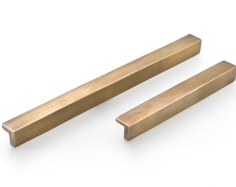 L Shaped Solid Brass Kitchen Drawer Handles. This style is available in two sizes with over 100+ other styles to select.