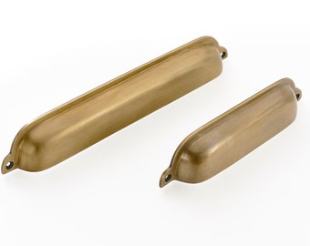 Drawer cup handles. Front fixing solid brass drawer pulls. Perfect for kitchen cabinets and furniture handles. Shipped worldwide