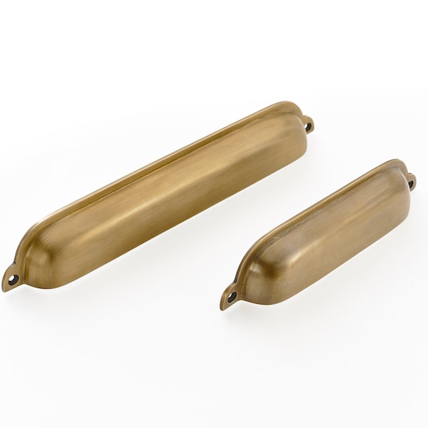 Drawer cup handles. Front fixing solid brass drawer pulls. Perfect for kitchen cabinets and furniture handles. Shipped worldwide