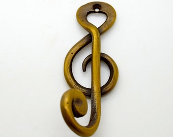 Vintage musical hook. Brass english hook. Clothes coat hook. Bathroom towel hook. Boat yacht hook. Musical gift ideas. brithday gift ideas