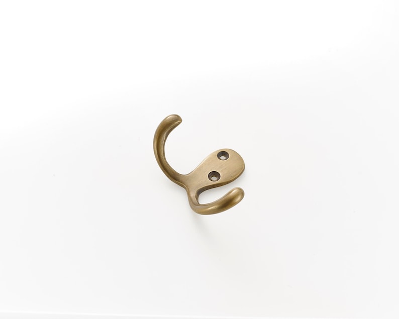 Solid brass wall hooks. Ideal for small spaces to hang coats, clothes and towels. Supplied with fixings. Great bathroom decor hooks image 2