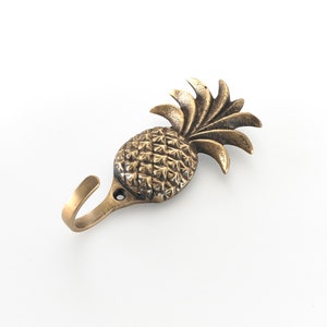 Tropical pineapple wall door hooks. Sold in singles. Brass towel clothes hooks that are perfect for bathroom or bedroom decor projects image 3