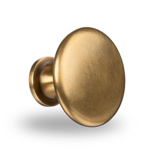 1.35" Round solid brass kitchen pulls, Cupboard door knobs. Brass handles, Drawer knobs. Drawer pulls brass. English style.