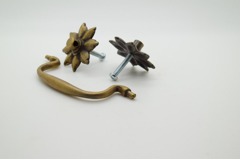 Drawer handles. brass pullsSolid brass flower pulls. Cupboard Etsy