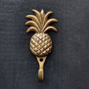 Tropical pineapple wall door hooks. Sold in singles. Brass towel clothes hooks that are perfect for bathroom or bedroom decor projects image 2